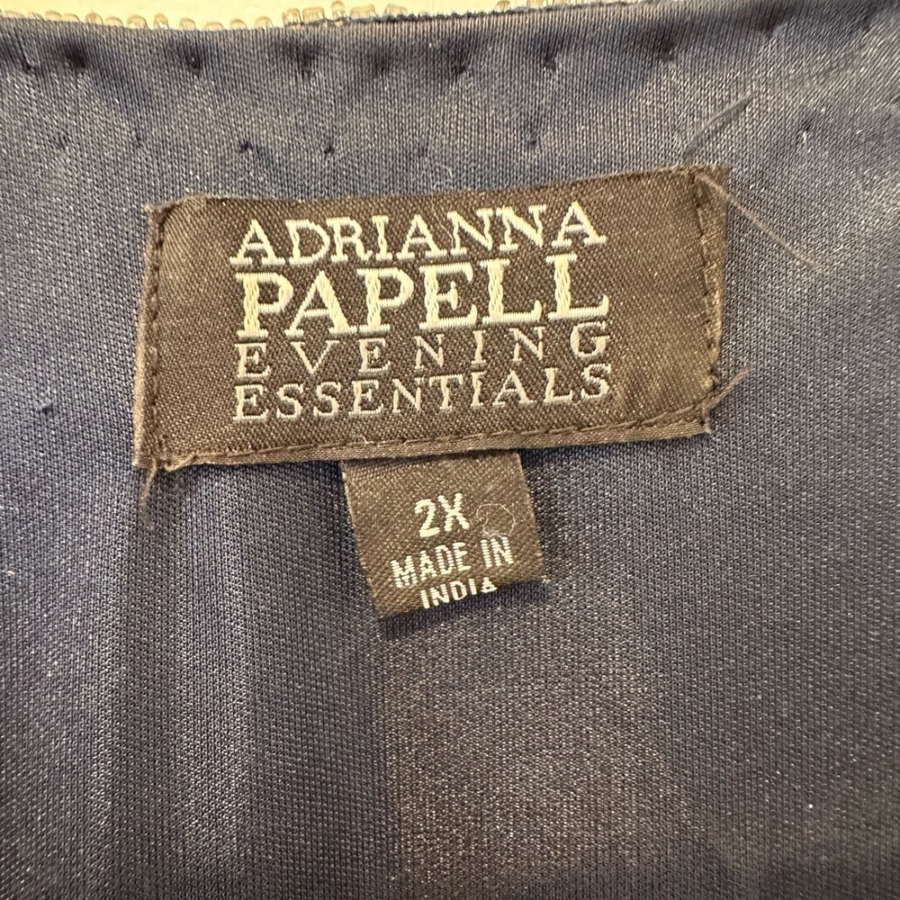 Adrianna Papell Navy and Gold Embellished Evening Top - Picture 5 of 5